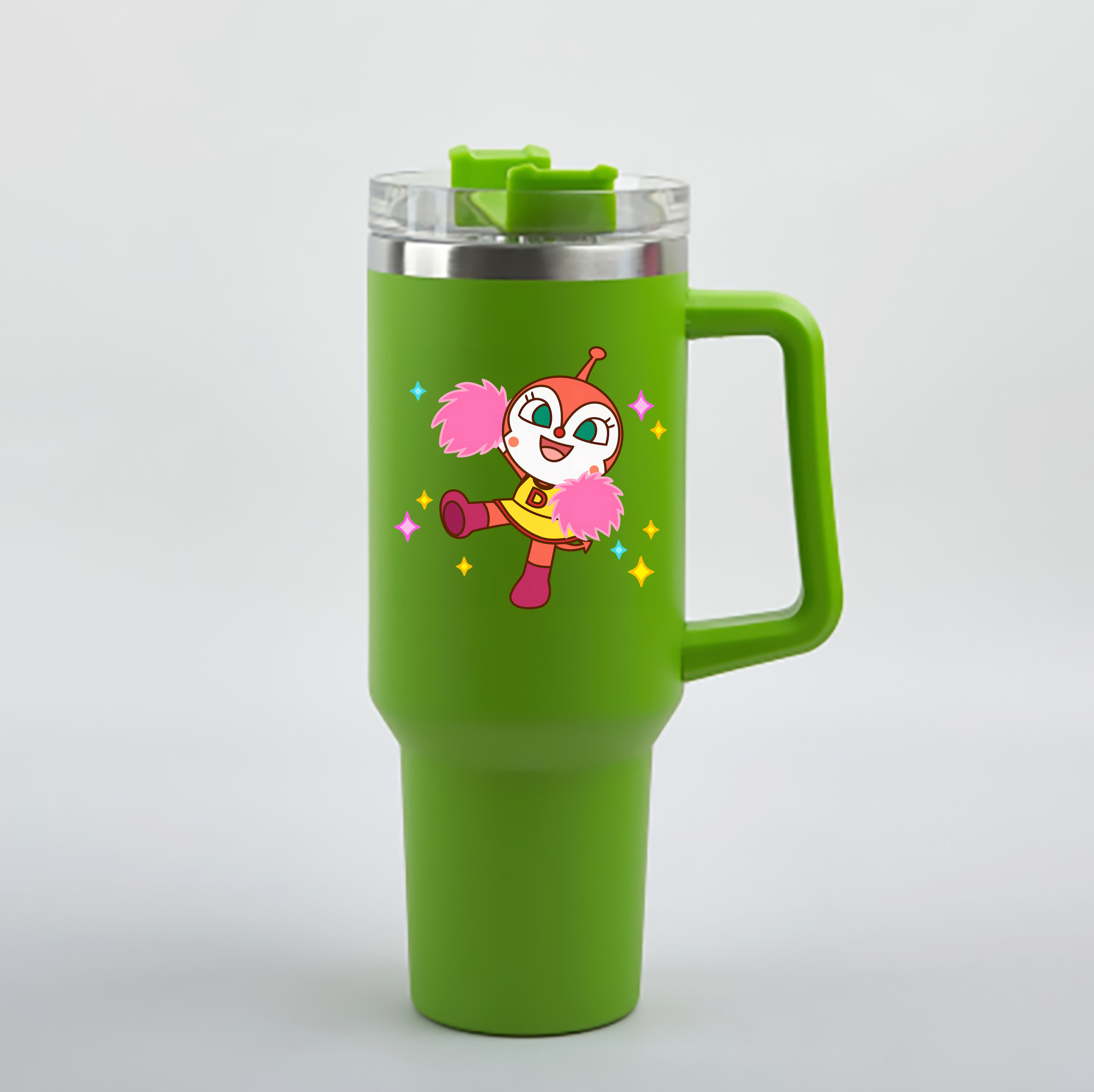 （画像用） アンパンマン Anpanman 1200mL車用タンブラー - クリスタルステッカー（プラスチックストロー付き）